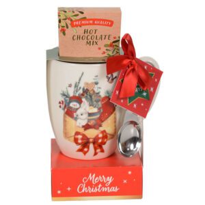 Tazza colazione cesta di natale con cioccolatini