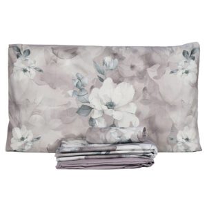 Completo lenzuola matrimoniale in cotone poenia viola