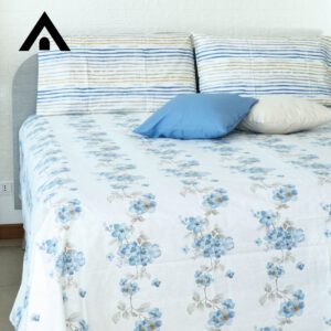 Lenzuola matrimoniali japanese azzurro ambientate
